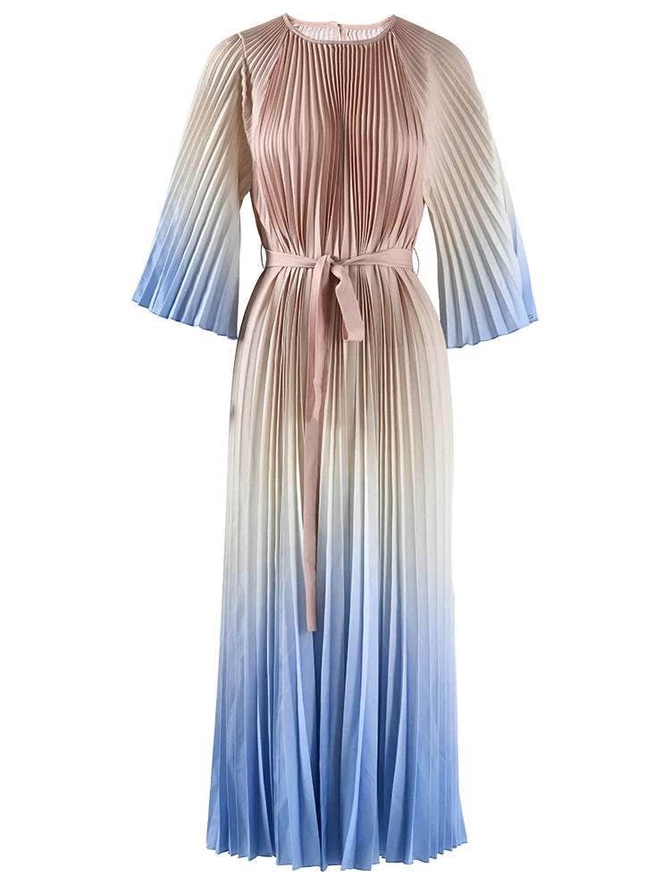 Elegant Gradient Pleated Dress for Women | Spring 2024 Collection