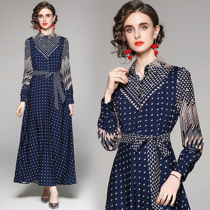 Vintage Floral Print Maxi Dress - Elegant A-line for Women's Party & Vacation