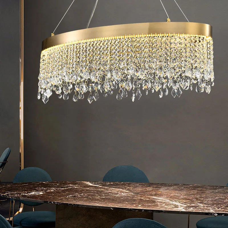 Modern Minimalist Luxury Crystal Chandelier Hotel Lobby Living Room Bedroom Led Indoor  Pendant Lighting Hanging Lamp