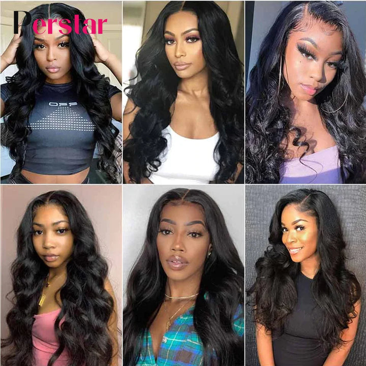 Perstar Body Wave Bundles Human Hair Weave Bundles Brazilian Weave Extensions 1/3/4 PCS Remy Hair Body Wave Extensions 8-28 Inch