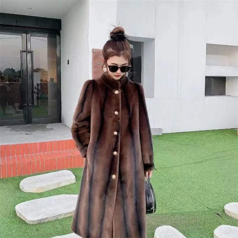 2023 Autumn Winter High-End Coat Women Authentic Temperament Joker Mink Mao Mao Anti-Fur Jacket Luxury Casual Outwear Female Top