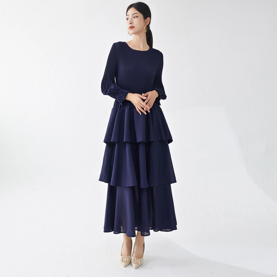 LANMREM Fashion Pleated Cake Dress