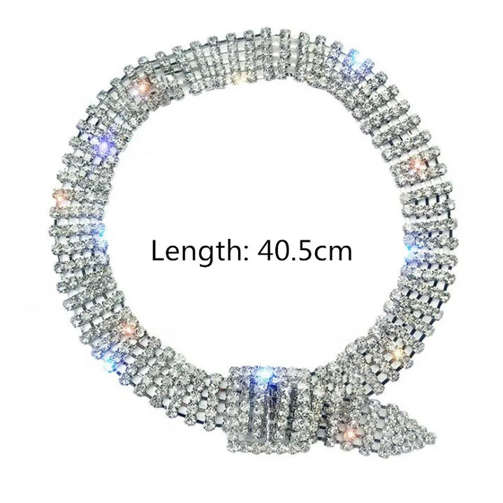 FYUAN Fashion Rhinestone Choker Necklaces - Silver Color