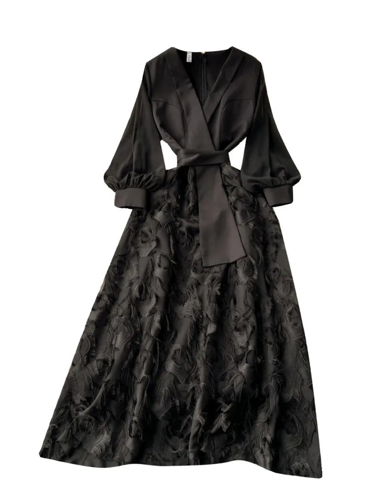 Chic Puff Sleeve Dress: High Waist A-line Vestidos 2024 Collection