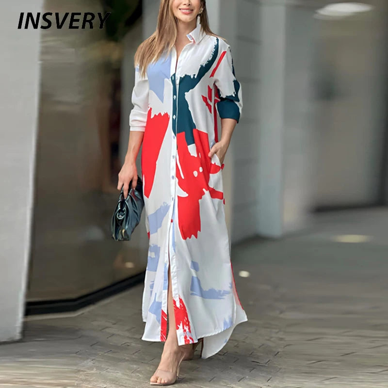 2023 Autumn Shirt Dress - Women's Casual Maxi Dress