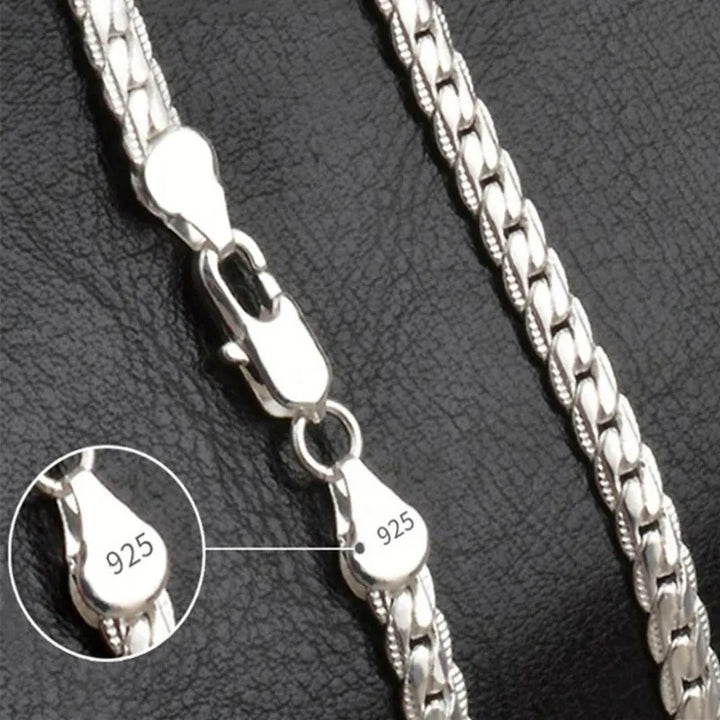 Stylish 925 Silver Chain Necklace for Weddings and Gifts - 6mm, 8/18/20/22/24 Inch, Unisex