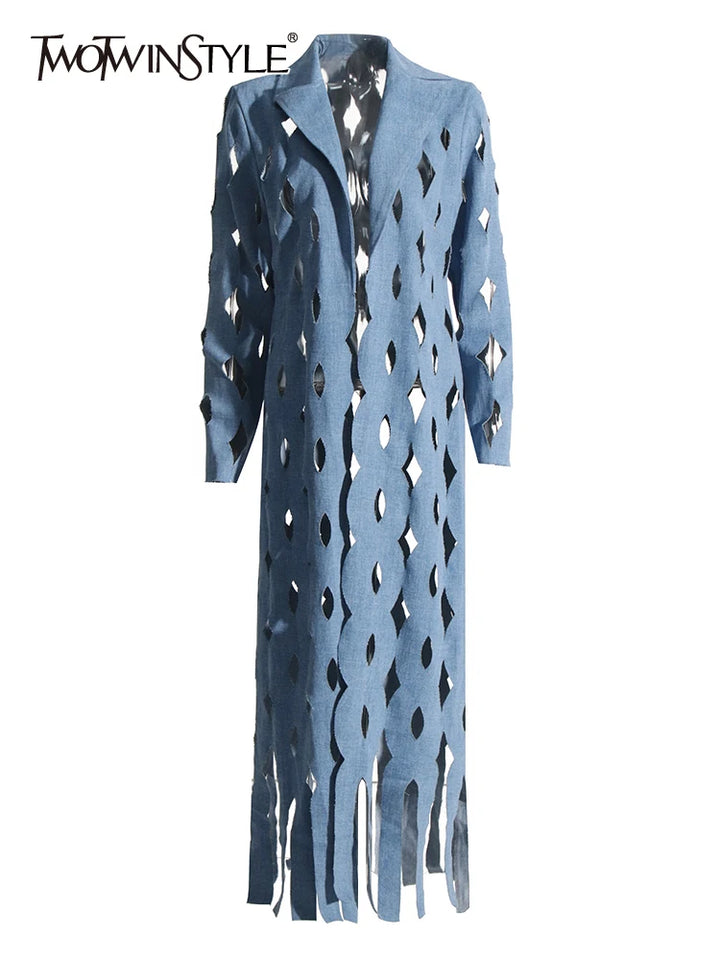 Upgrade Your Style with TWOTWINSTYLE Denim Tassel Coat - Perfect Fit for Women!