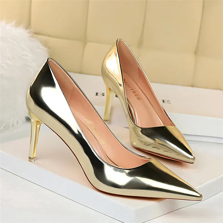 Stylish Metallic Leather Pumps - Perfect for Weddings & Events!