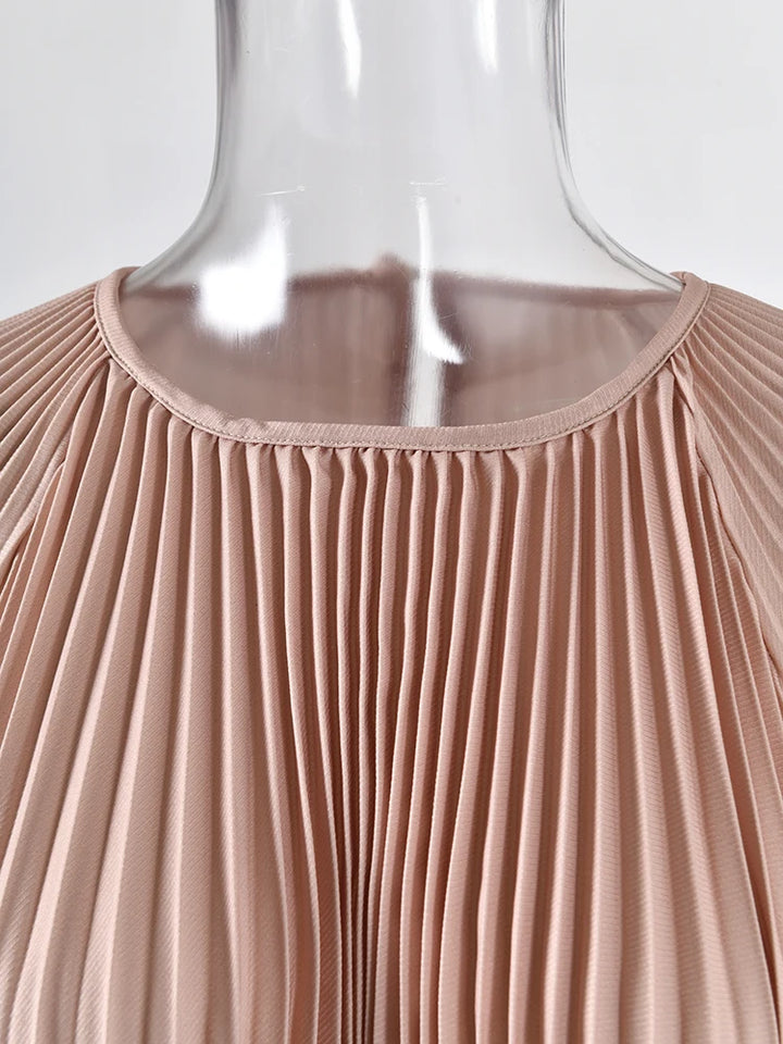 LANMREM Gradient Pleated Dress - Elegant Spring Party Wear