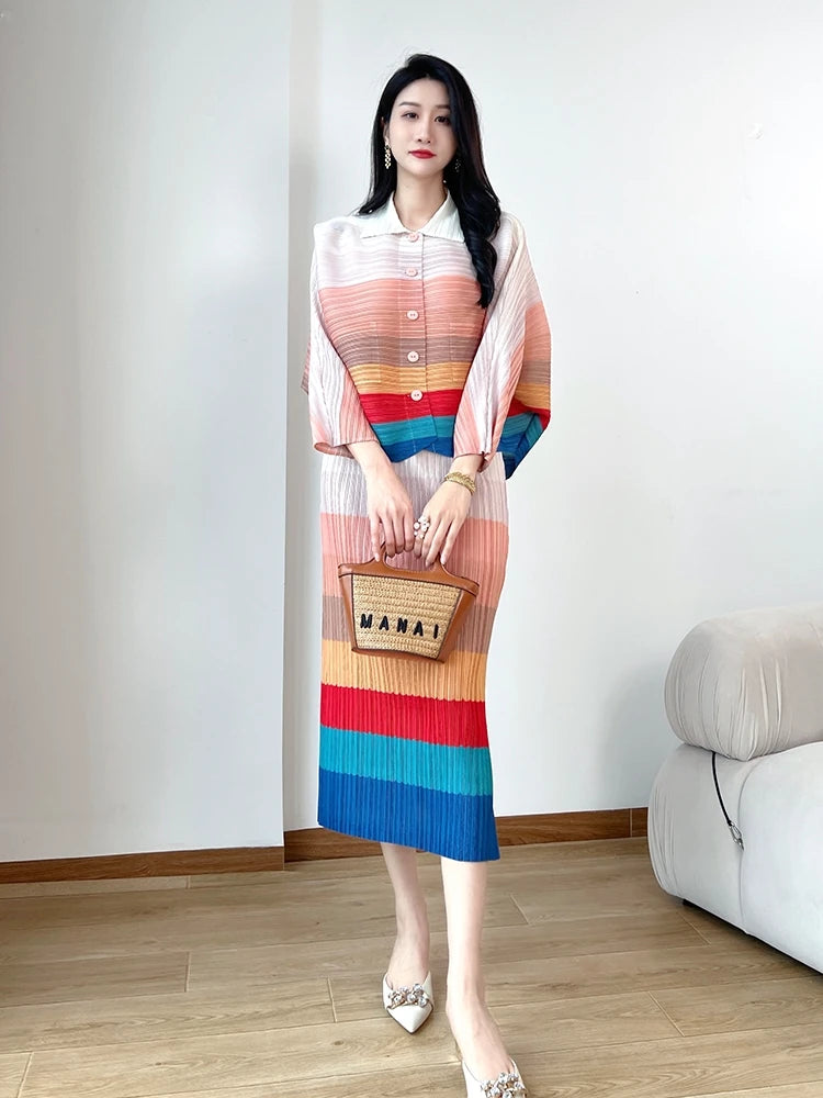 2023 Spring Summer Miyake Pleated Skirt Set