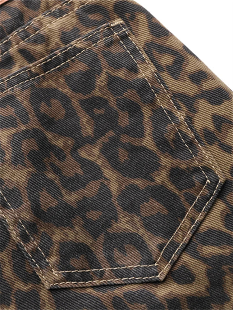 Get the Perfect Fit with Our Y2K Leopard Print Jeans - High Waisted, Wide Leg, and Streetwear Ready!