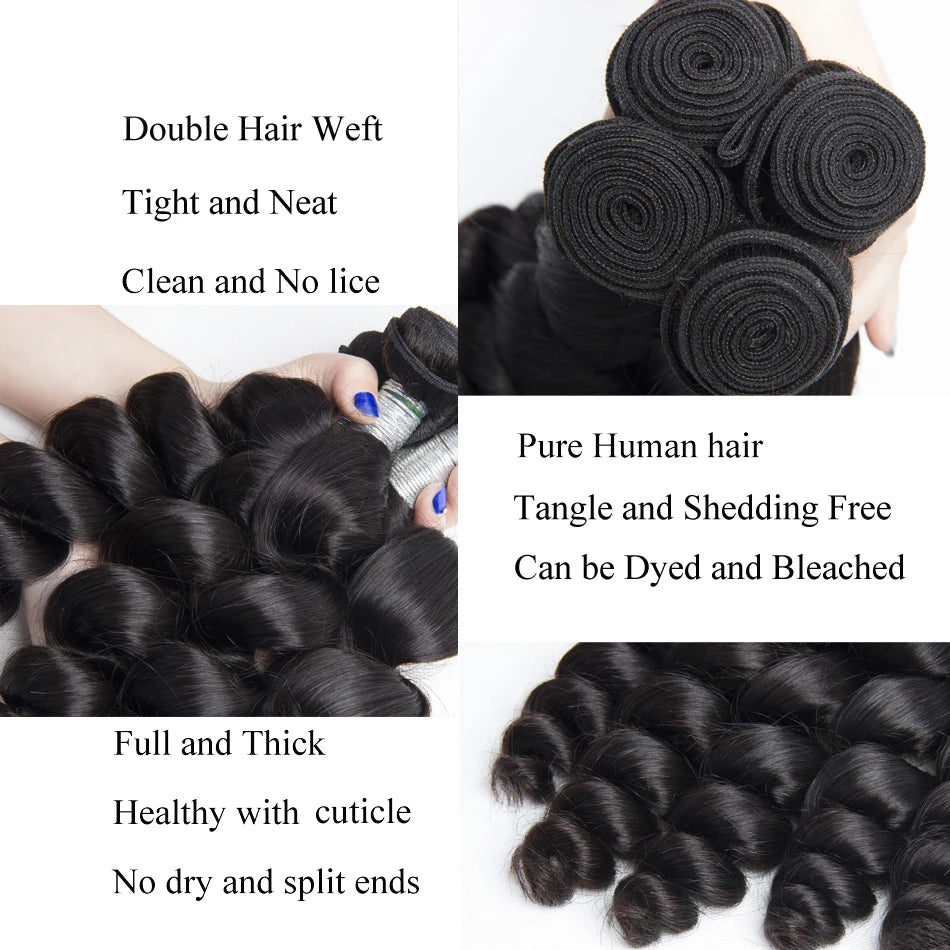 Beaufox 32 Inch Human Hair Bundles - Indian Loose Wave