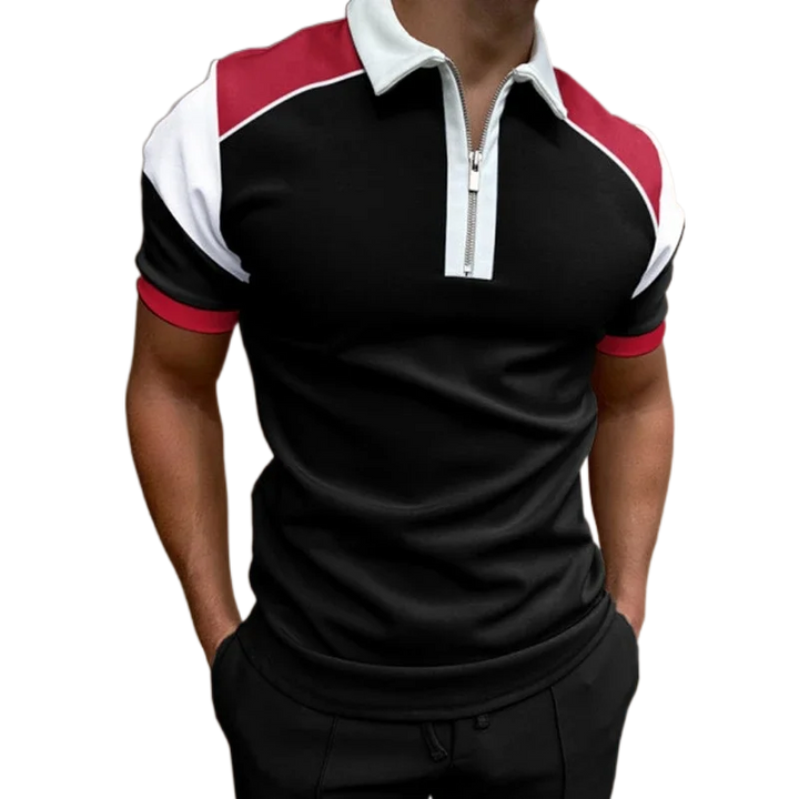 Men's Grid Stripe Polo Shirt