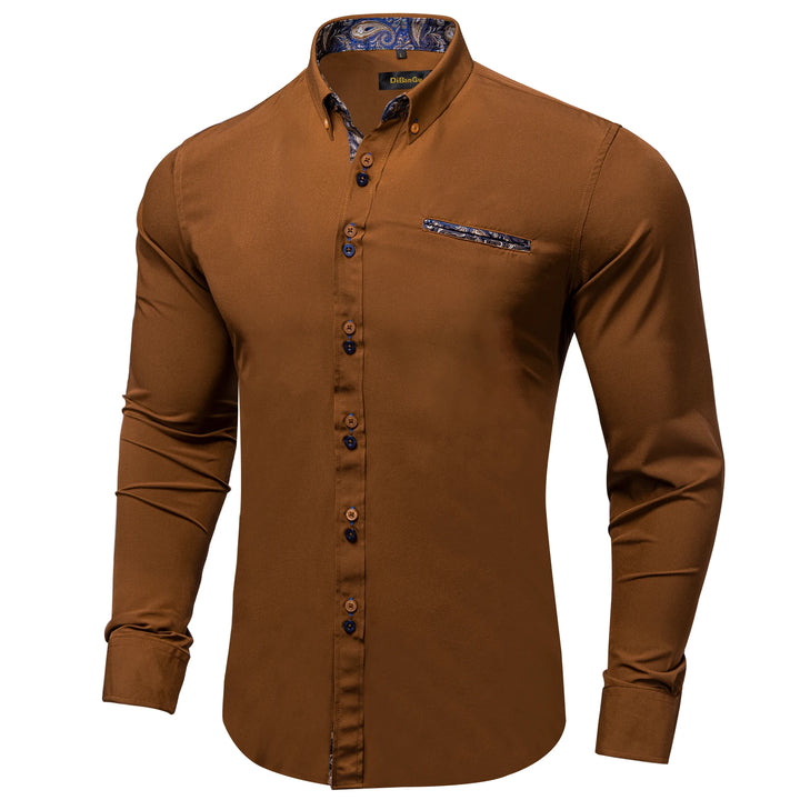 Luxury Designer Men's Brown Dress Shirt