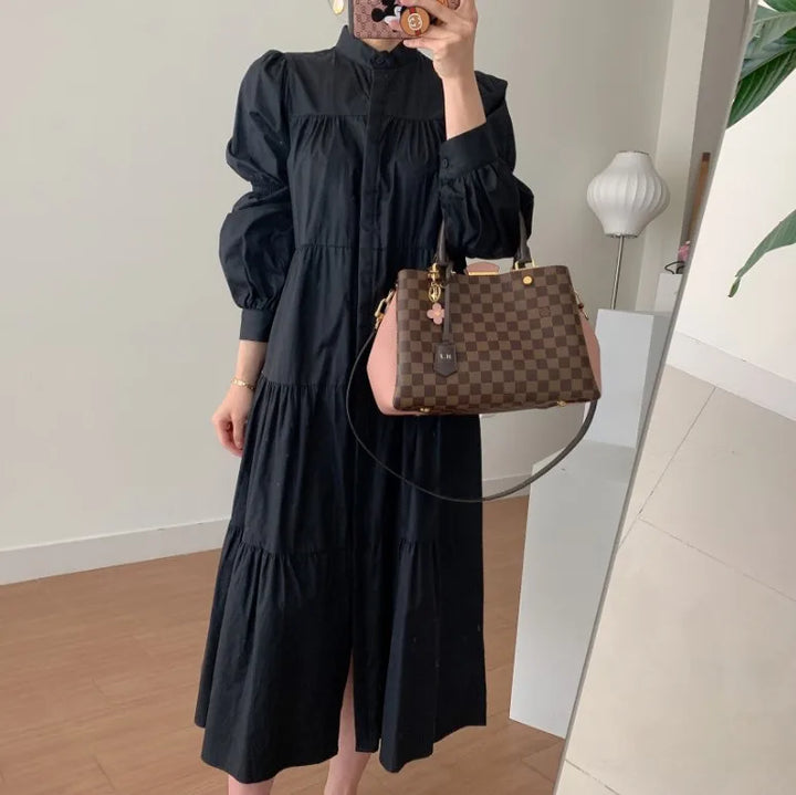 Chic Korean French Pleated Dress