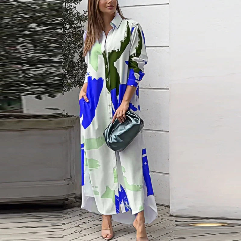 2023 Autumn Shirt Dress - Women's Casual Maxi Dress