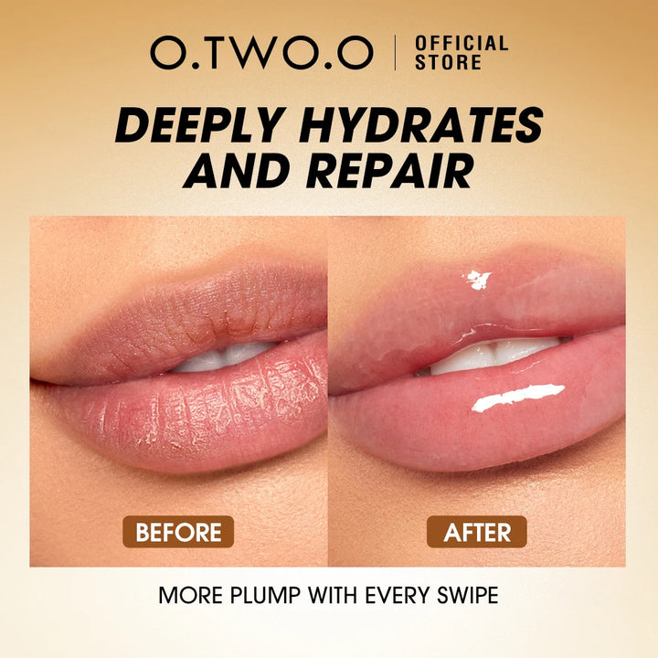 Hydrating Lip Oil Gloss: Plump, Moisturize & Shine with O.TWO.O's Natural Formula - 3 Uses in 1!