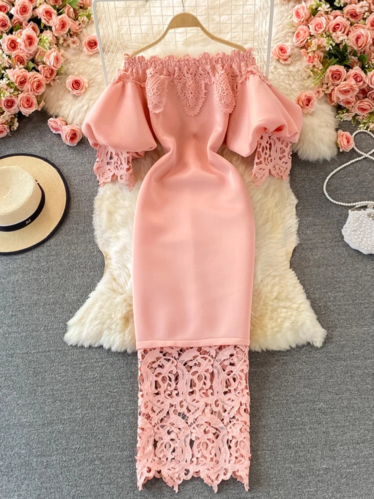 Elegant Lace Sheath Dress for Women 2023 Summer