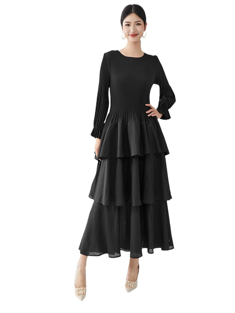 LANMREM Fashion Pleated Cake Dress