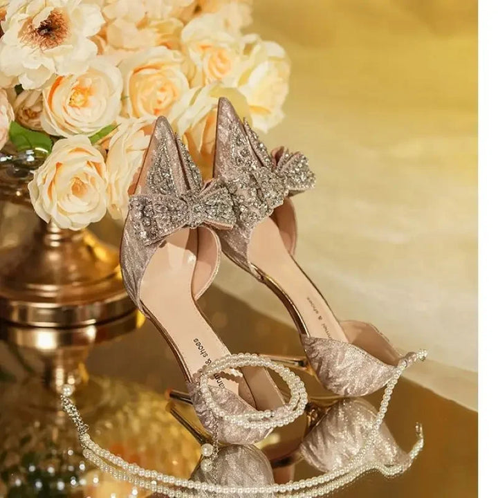 Stunning Rhinestone Butterfly Heels - Perfect for Weddings and Parties!