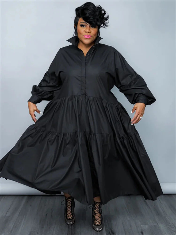 Wmstar Plus Size Maxi Shirt Dress