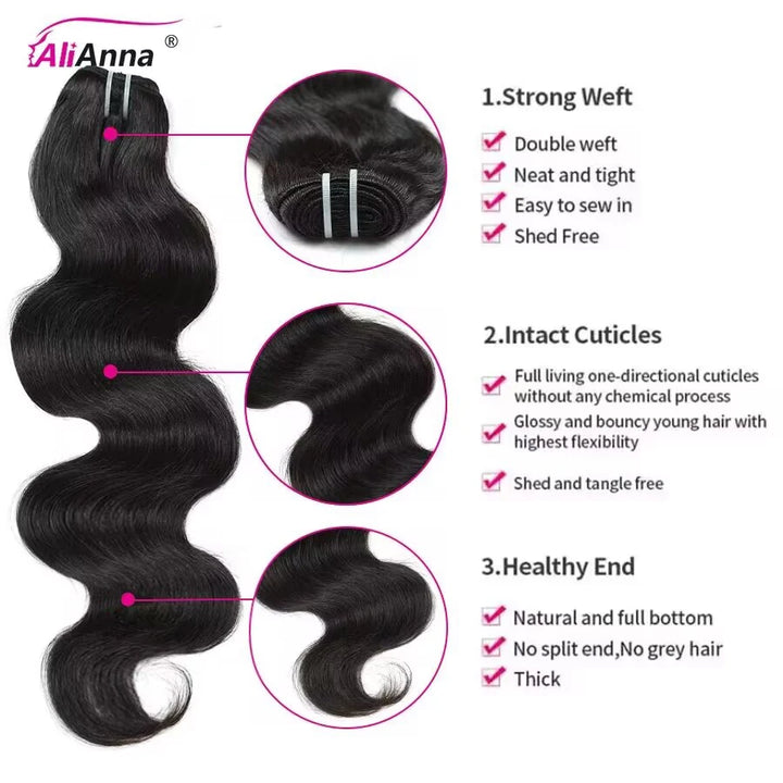 15A Virgin Body Wave Human Hair Bundles