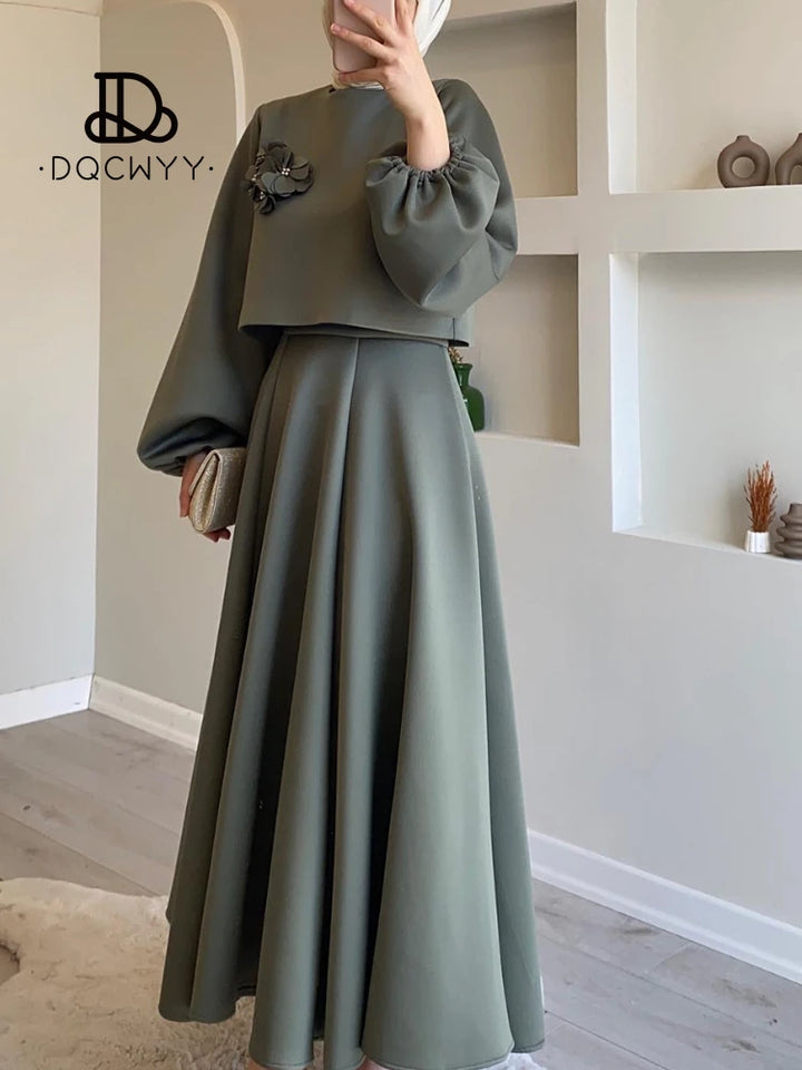 New Fashion Floral Skirts Two-piece Set for Women - Elegant Lady Skirt Sets