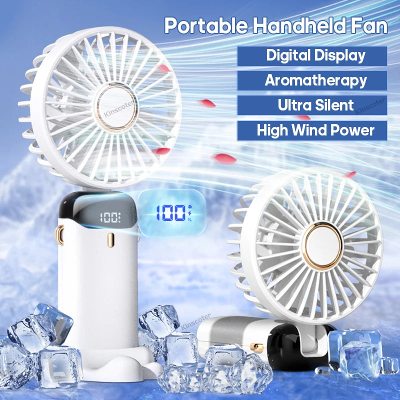 Stay Cool Anywhere with Our 5-Speed USB Rechargeable Mini Fan - Foldable, Portable, and with Phone Stand!