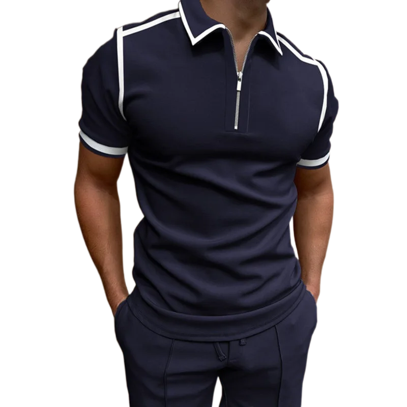 Men's Grid Stripe Polo Shirt