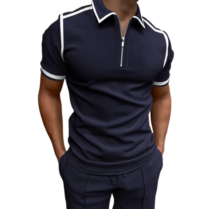 Men's Grid Stripe Polo Shirt