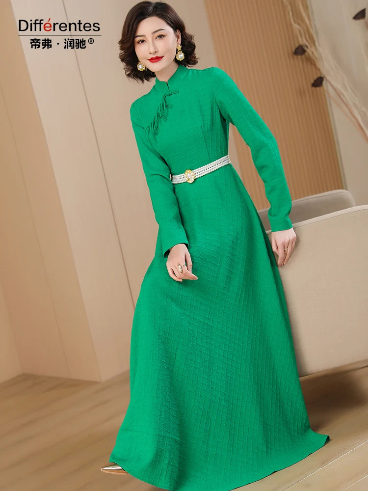 Vintage Chinese Style Dress: Slim Fit Tassel Long Sleeve for Women's Events & Parties