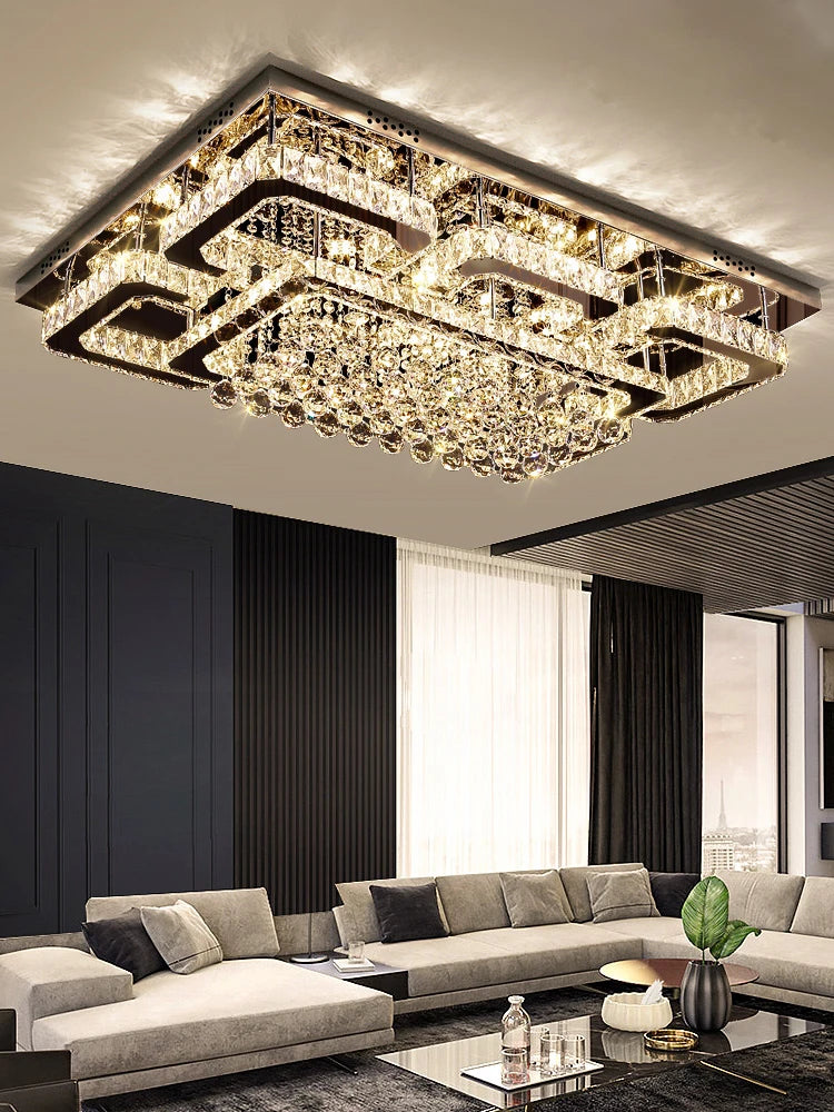 Crystal Led Ceiling Lamp Modern Luxury Crystal Pendant Lamp With Remote Control Lighting Living Room Bedroom Kitchen Indoor Lamp