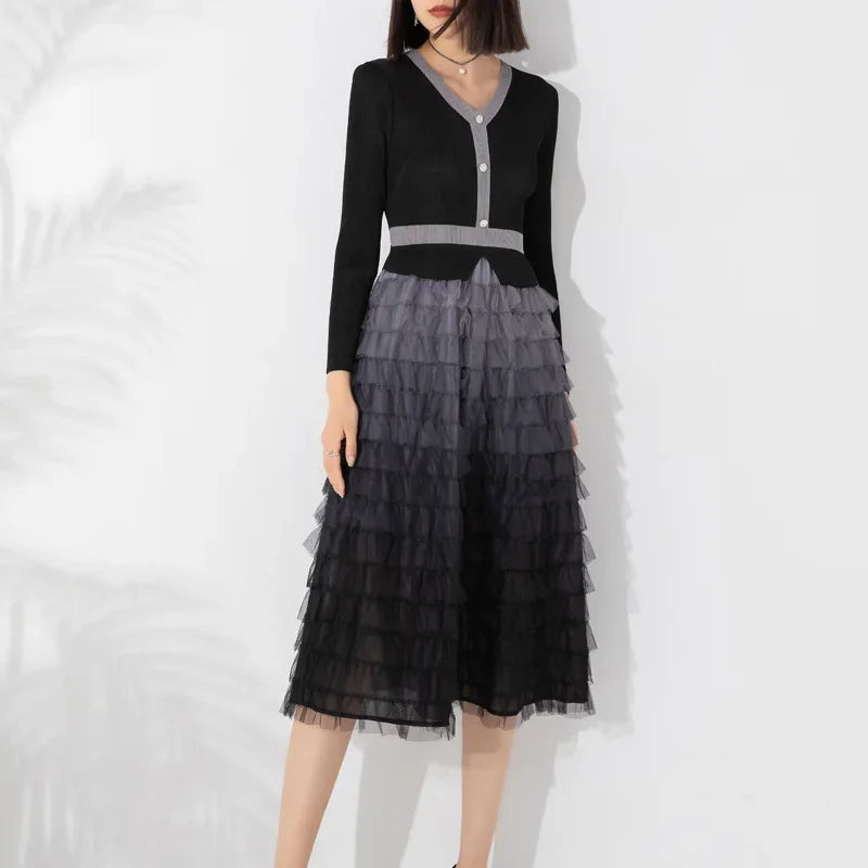 2023 Autumn Miyake Pleated Dress - Niche Design, Elastic & Fashionable - One Size