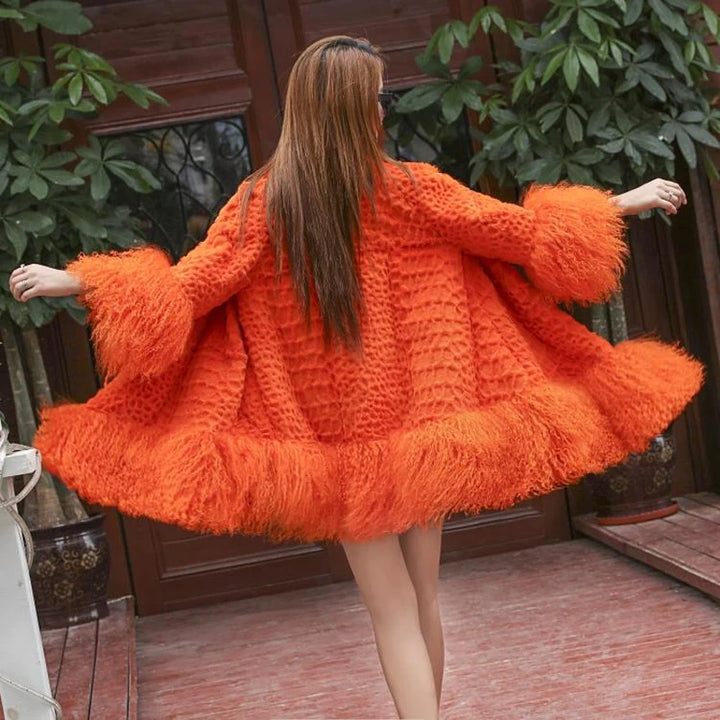 New Fur Jacket with Mongolia Sheep Fur