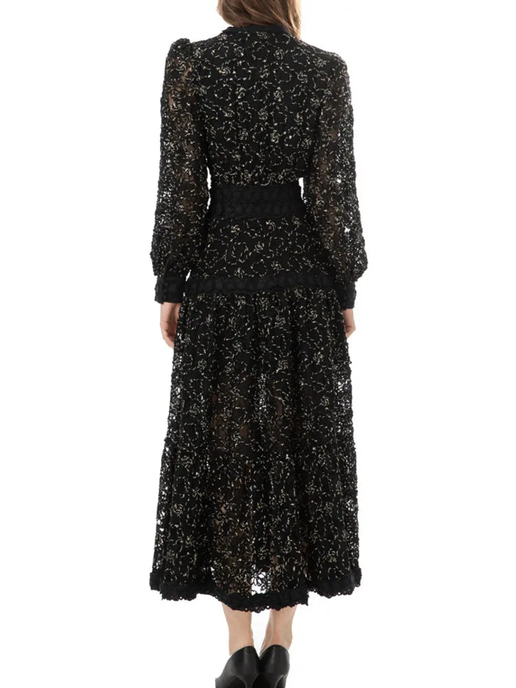 Elegant Black Lace Party Dress for Women - Spring 2023 Collection