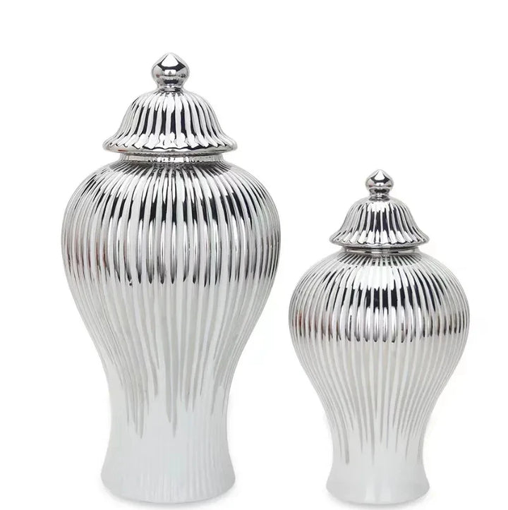 Ceramic Light Electroplated General Cans Flower Vase Crafts Decorative Decorative Storage Tanks with Soft