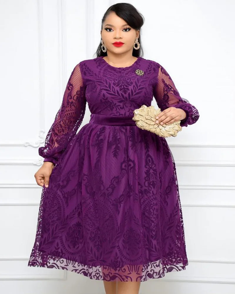 2023 Elegant Lace Dress with Lantern Sleeves - Free Shipping!