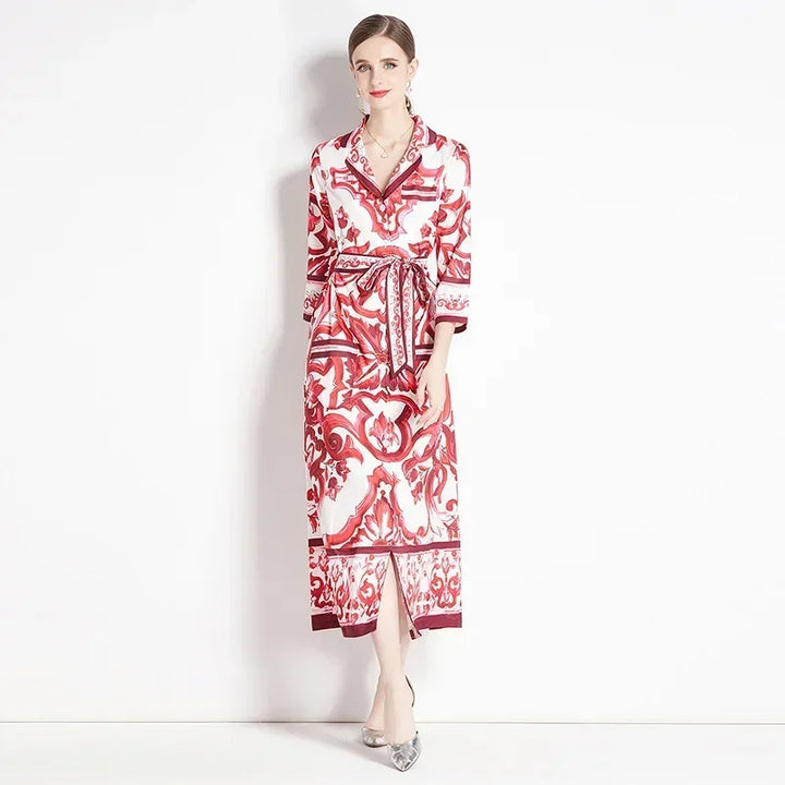 Vintage Floral Print Maxi Dress - Elegant A-line for Women's Party & Vacation