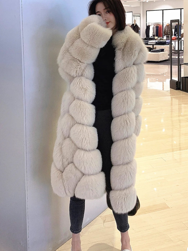 Luxury Real Fox Fur Coat for Women