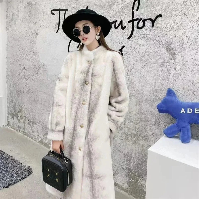 2023 Autumn Winter High-End Coat Women Authentic Temperament Joker Mink Mao Mao Anti-Fur Jacket Luxury Casual Outwear Female Top