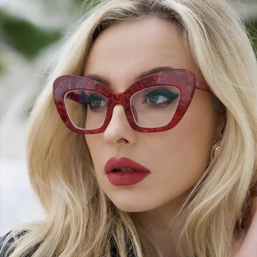 2022 New Fashion Vintage Anti Blue Light Cat Eye Women Glasse Retro Designer Eyeglasse Frame Ladies Ins Trending Clear Computer