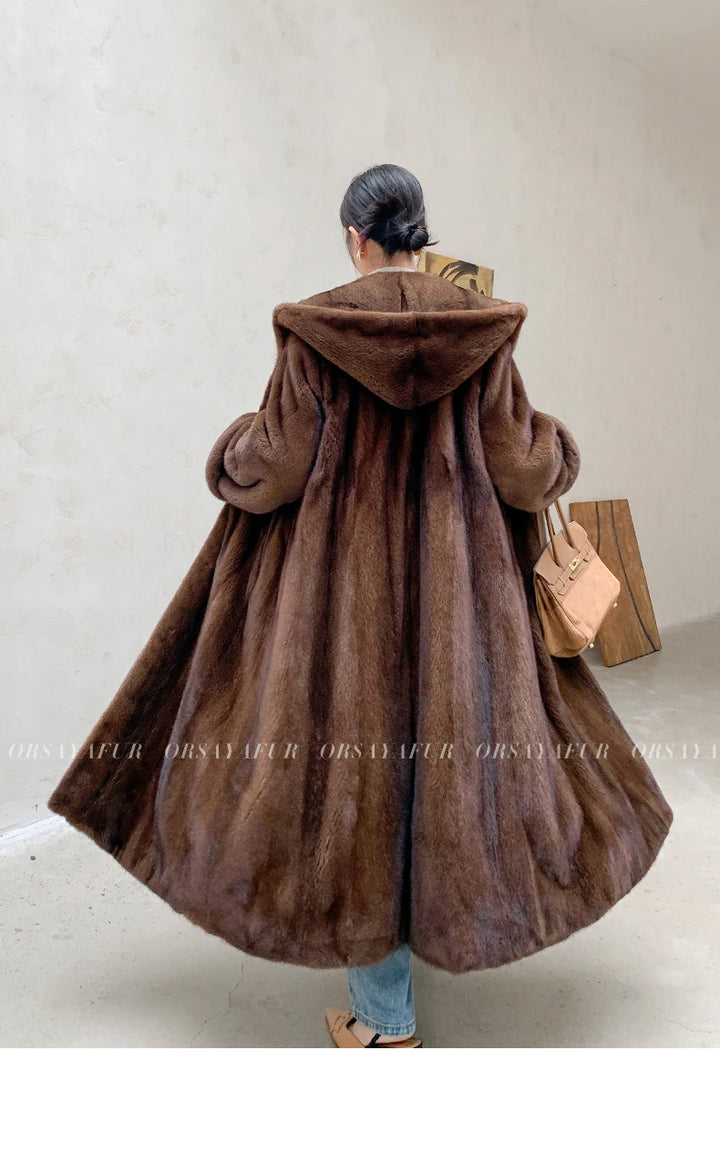 Luxurious Velvet Mink Fur Coat