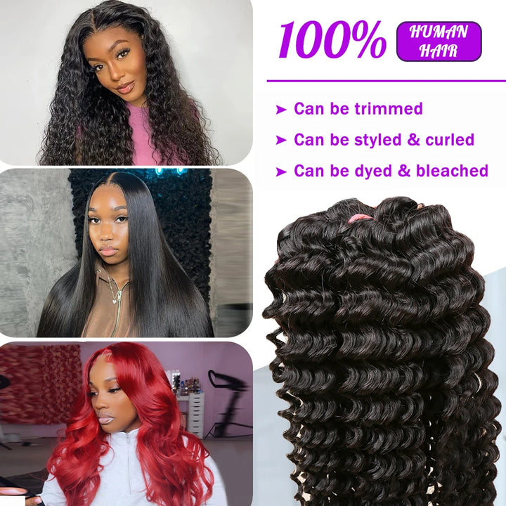 30-40 Inch Curly Human Hair Bundles 100% Remy 10A Extensions