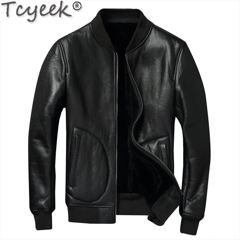 Men's Winter Fur Coats - Genuine Sheepskin Leather Jackets