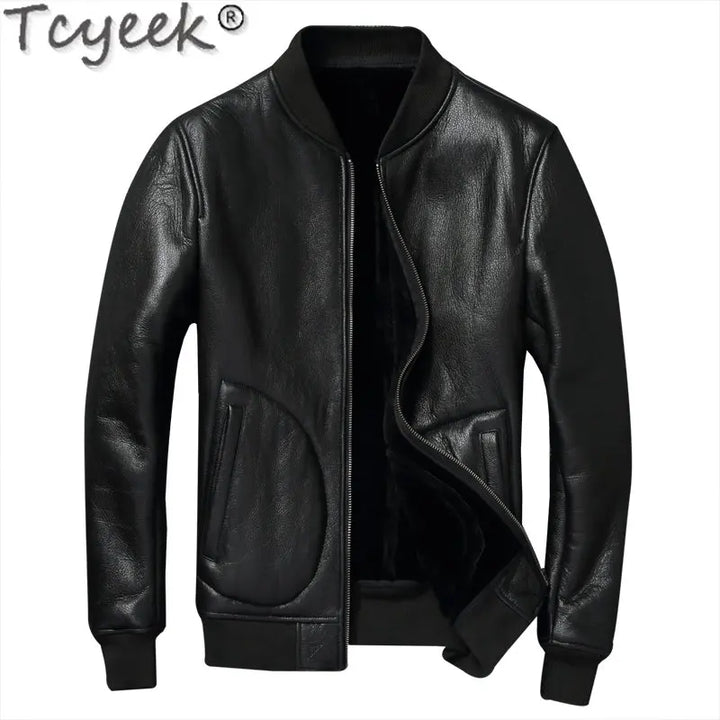 Men's Winter Fur Coats - Genuine Sheepskin Leather Jackets