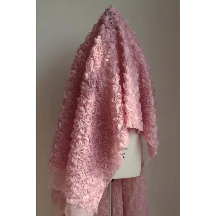 Rose Mesh Fabric Dress Material