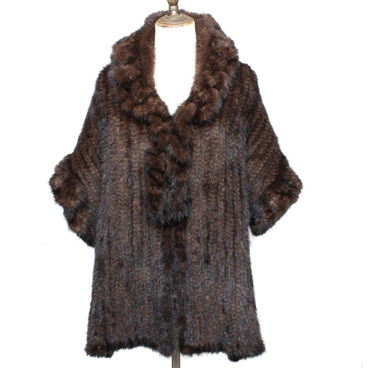 Winter Women's Real Mink Fur Shawl