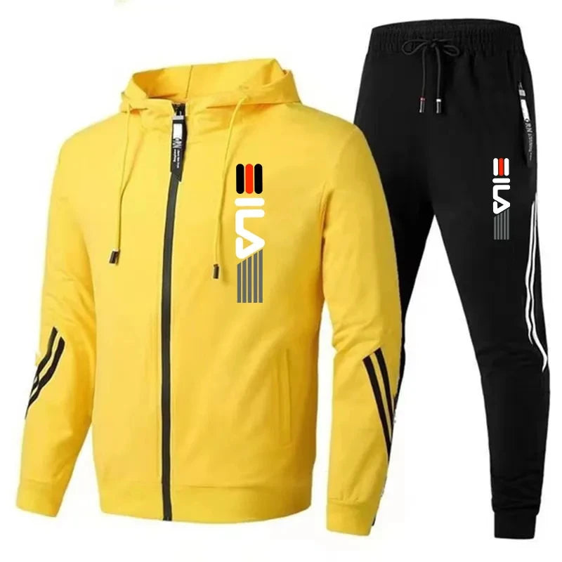 Retro Fall/Winter Men's Sports Suit - Jacket & Pant Set" Description: "Stay stylish and active with this 2-piece sportswear set. Perfect for fitness, running, or casual wear. Shop now!