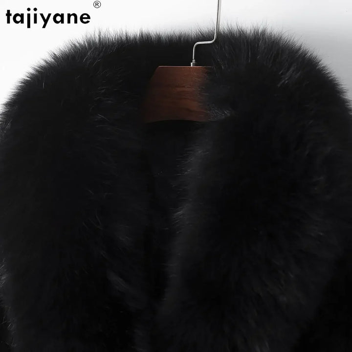 Tajiyane Real Mink Fur Jackets for Women 2023 Autumn Winter Pieces of Mink Fur Patchwork Fur Coat Luxury Fox Fur Collar Casaco