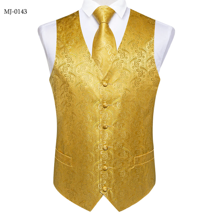 Formal Dress Gold Blue Black Paisley Wedding Suit Vest Formal Business Men Tuxedo Waistcoat Vest Suit Bowtie Necktie Set DiBanGu